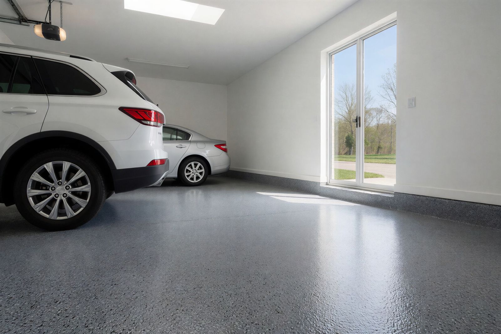 Glossy flake garage floor with SUV in Maricopa